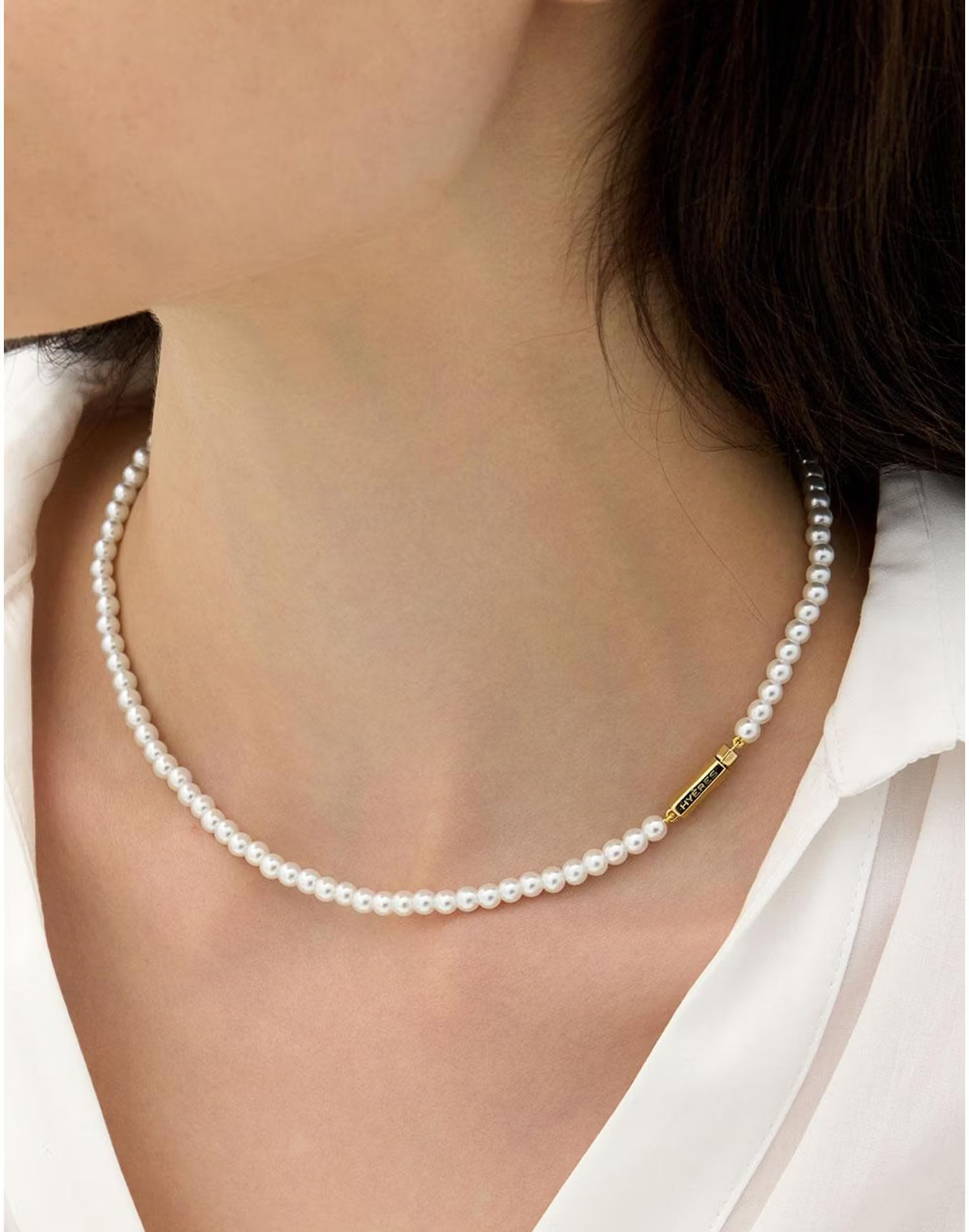 [바로출고] H에디션 실버(Y) 화이트 진주 비드 목걸이 4mm HL6N49637Y9400 | 엘에프몰 (Lfmall)