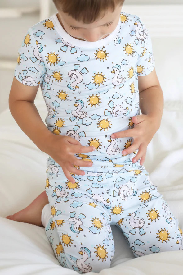 Silly Goose Two Piece Pajama Set | Blue | Caden Lane
