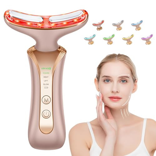 7 in 1 Multifunctional Facial Massager, Red Light Therapy for Face with 7 Modes, Face Lift Device, Portable Facial Massager for Wrinkles,Neck&Skin Care-Pink | Amazon (US)