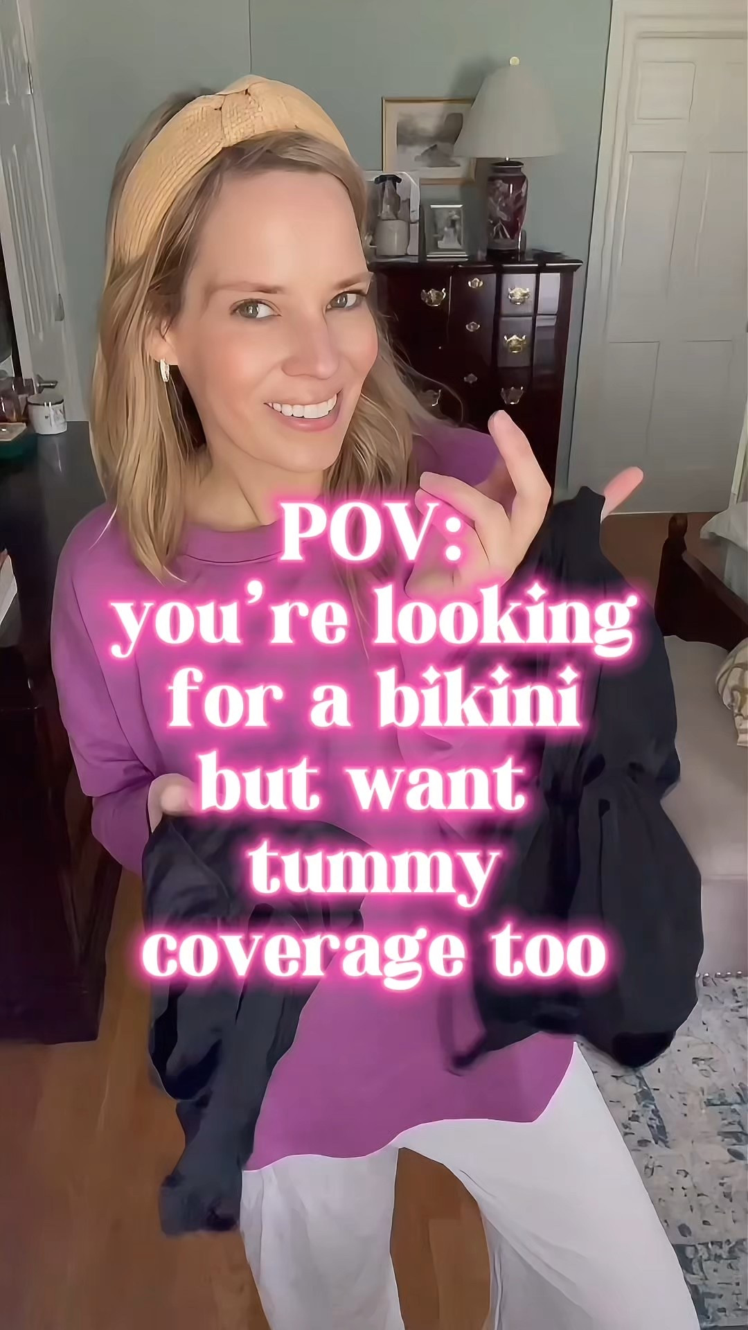 This bow-front black bikini is the perfect choice when you want the look of a bikini but still want a little extra tummy coverage! ✨ The knotted bow detail is super flattering and draws the eye upward, and the high-waisted bottoms give great coverage without feeling frumpy. The stretchy fabric is soft, comfy, and easy to move in — perfect for beach days, pool parties, and vacations! ☀️

Bonus: I also love styling the bikini top as a swim-to-street outfit by pairing it with breezy white linen pants for a chic resort look!

Wearing my true size — fits TTS.
Available in multiple colors too!

Outfit details:
	•	Black Bow Bikini Set
	•	High-waisted bikini bottoms
	•	Matching bow-front bikini top
	•	Styled with wide-leg white beach pants for an easy coverup look

Perfect for:
Beach days, pool parties, tropical vacations, and staycations!

#BikiniGoals #SwimStyle #SummerFashion #BeachVacation #PoolsideReady


#LTKWatchNow #LTKSwim #LTKFindsUnder50