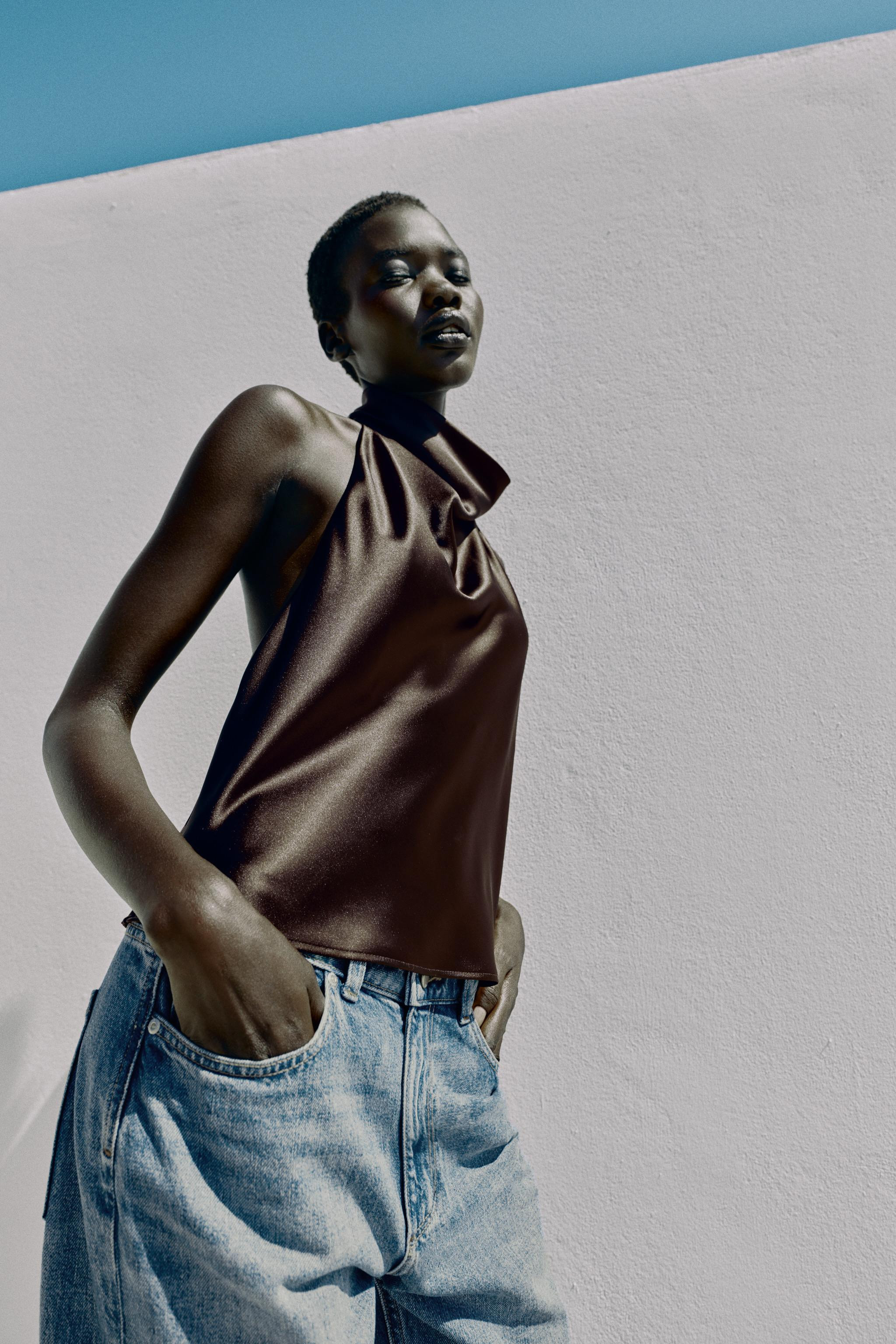 SATIN EFFECT HALTER TOP | Zara US