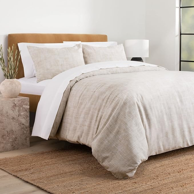 Nate Home by Nate Berkus 200TC 3-Piece Textured Print Duvet Cover Set | Crisp, Cool Bedding from ... | Amazon (US)