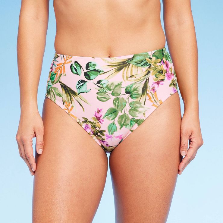 Women's Botanical Floral Print Bikini Bottom - Kona Sol™ Light Pink | Target