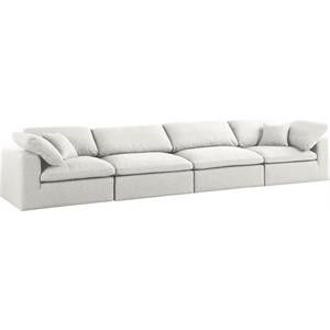 Meridian Furniture Serene Cream Durable Linen Fabric Deluxe Modular Sofa | Homesquare