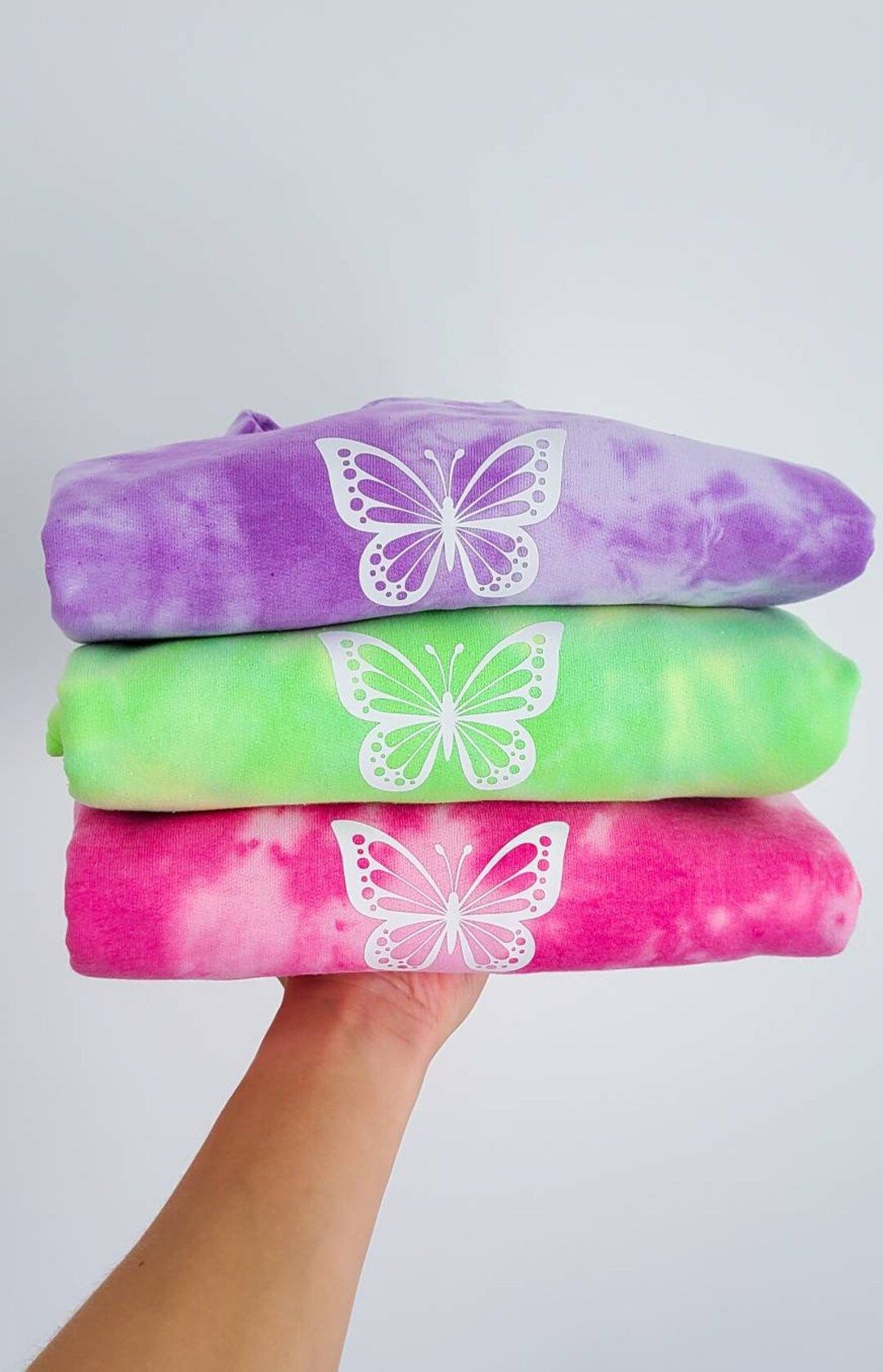 Butterfly Tie Dye Crewneck Hoodie Sweatshirt Handmade Shirt - Etsy | Etsy (US)