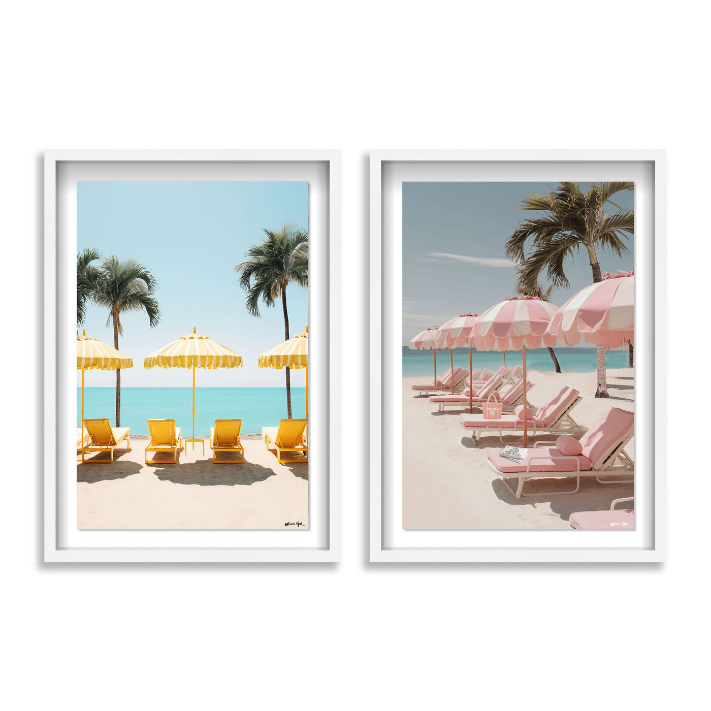 Beach Umbrella - 2 Piece Set Fashion Wall Art Oliver Gal | Oliver Gal