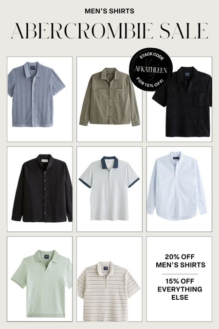 Abercrombie Men’s Shirt Sale: 20% off! 

Stack code AFKATHLEEN for an extra 15% off!

#kathleenpost #abercrombie 

#LTKsalealert #LTKstyletip #LTKSeasonal