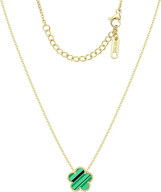 Four Leaf Clover Necklace For Women - 18K Gold Plated Flower Y Necklace - True Non Tarnish Hypoal... | Amazon (US)