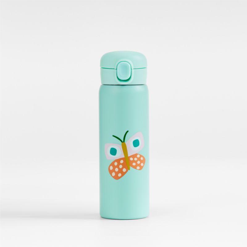 Flower Garden Kids Insulated Stainless Steel Water Bottle with Straw + Reviews | Crate & Kids | Crate & Barrel