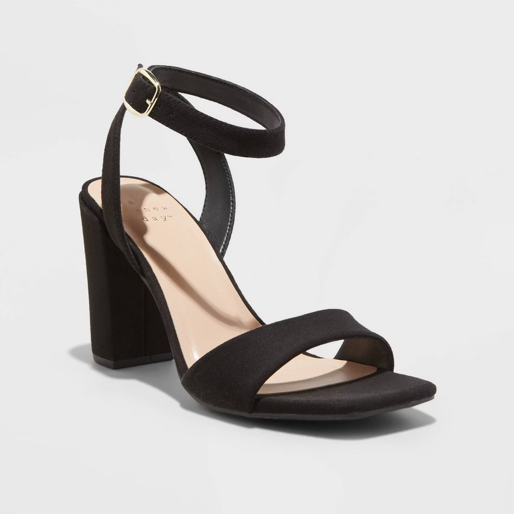 Women's Sal Wide Width Pumps - A New Day Matte Black 10W | Target
