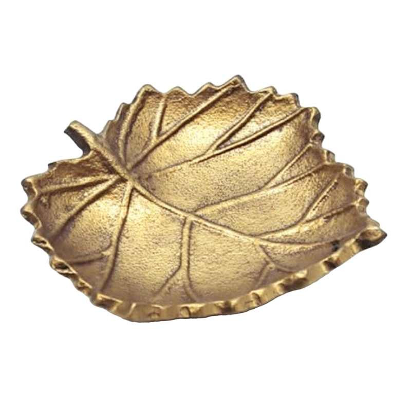 Gold Metal Maple Leaf Trinket Tray, 6" | At Home