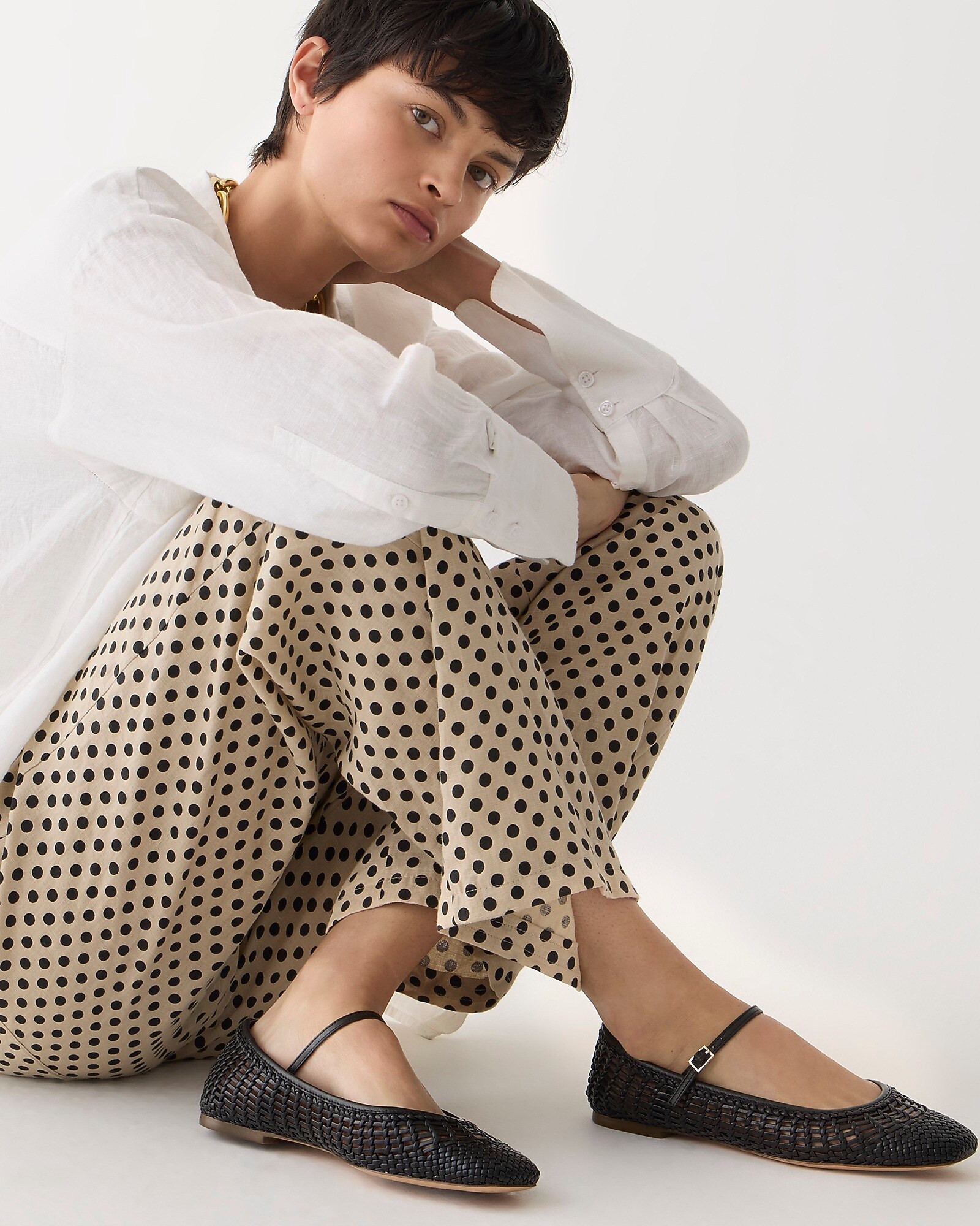 Quinn woven ballet flats in leather | J. Crew US