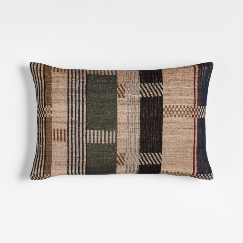 Etta Silk Wool Blend 22"x15" Multi Throw Pillow with Feather Insert | Crate & Barrel | Crate & Barrel