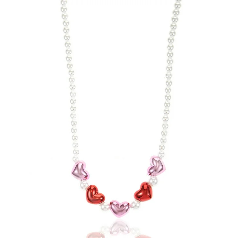 Way to Celebrate Valentine's Day Pearl Heart Necklace, 1 Piece | Walmart (US)