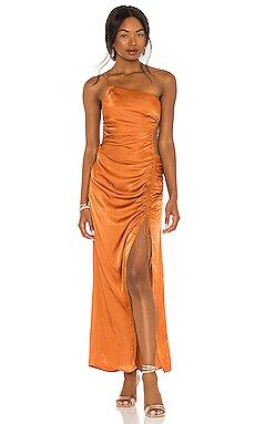 For Love & Lemons X REVOLVE One Shoulder Slip Dress in Bronze from Revolve.com | Revolve Clothing (Global)