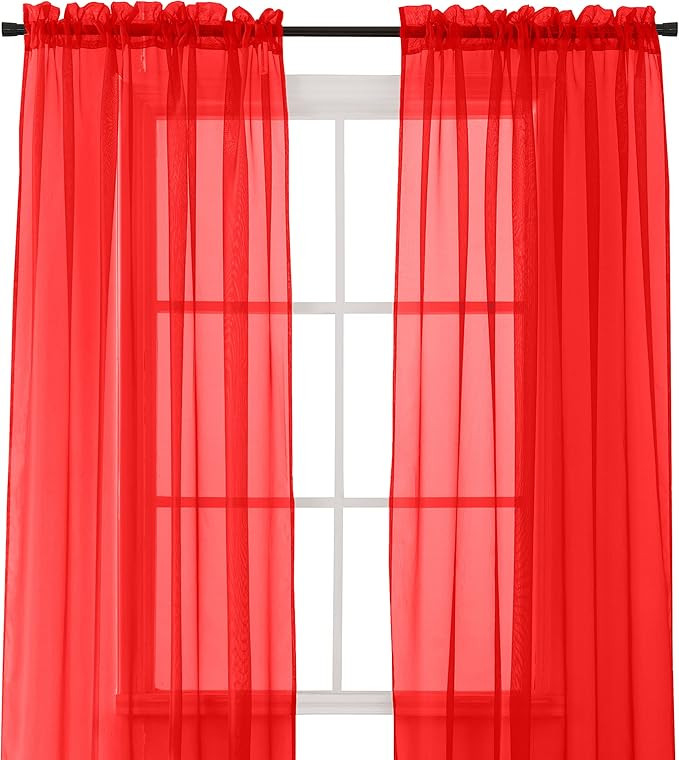 Elegant Comfort 2-Piece Sheer Panel with 2inch Rod Pocket - Window Curtains 60-inch Width X 84-in... | Amazon (US)