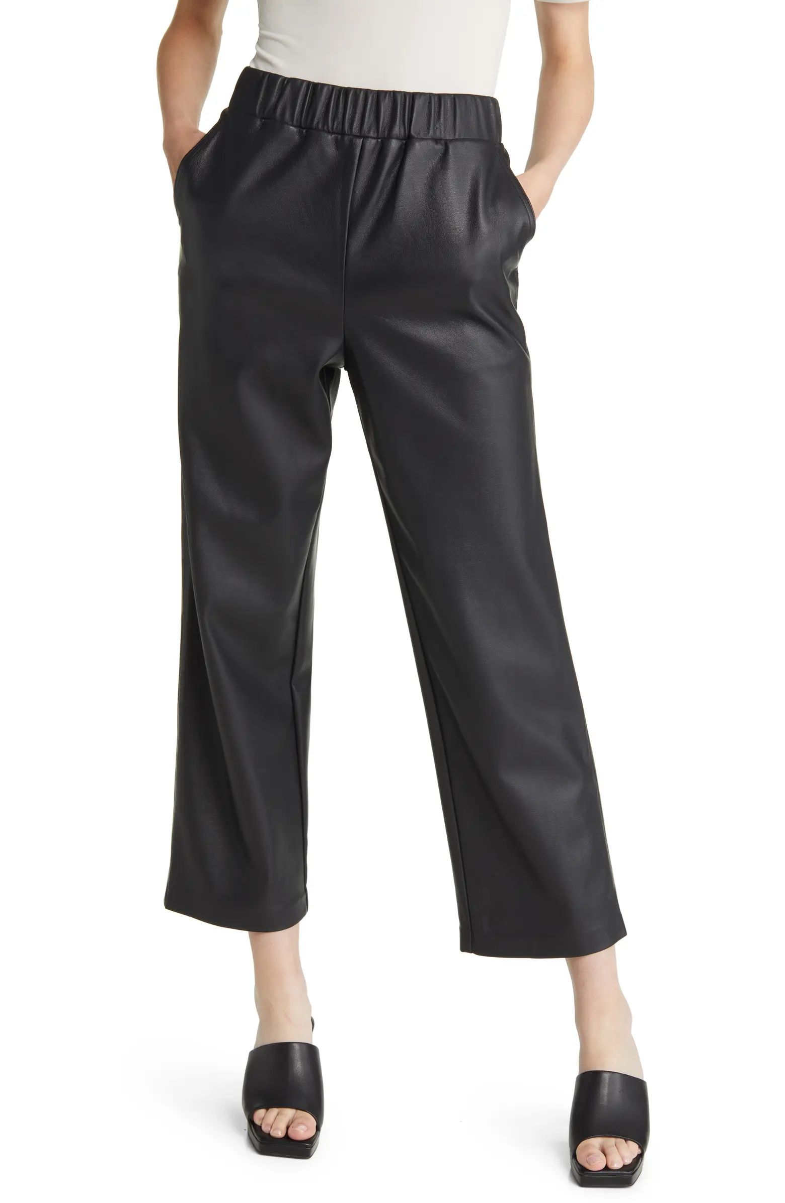 BLANKNYC Elastic Waist Crop Faux Leather Pants | Nordstrom | Nordstrom