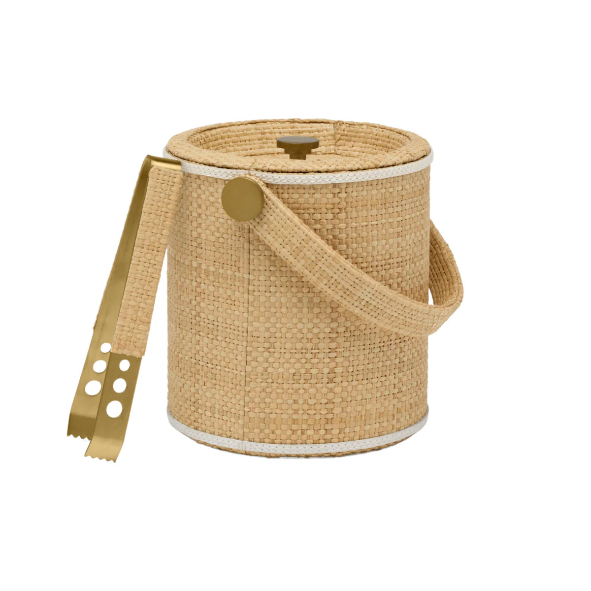 Gable Natural White Ice Bucket W/ Tongs | The Well Appointed House, LLC