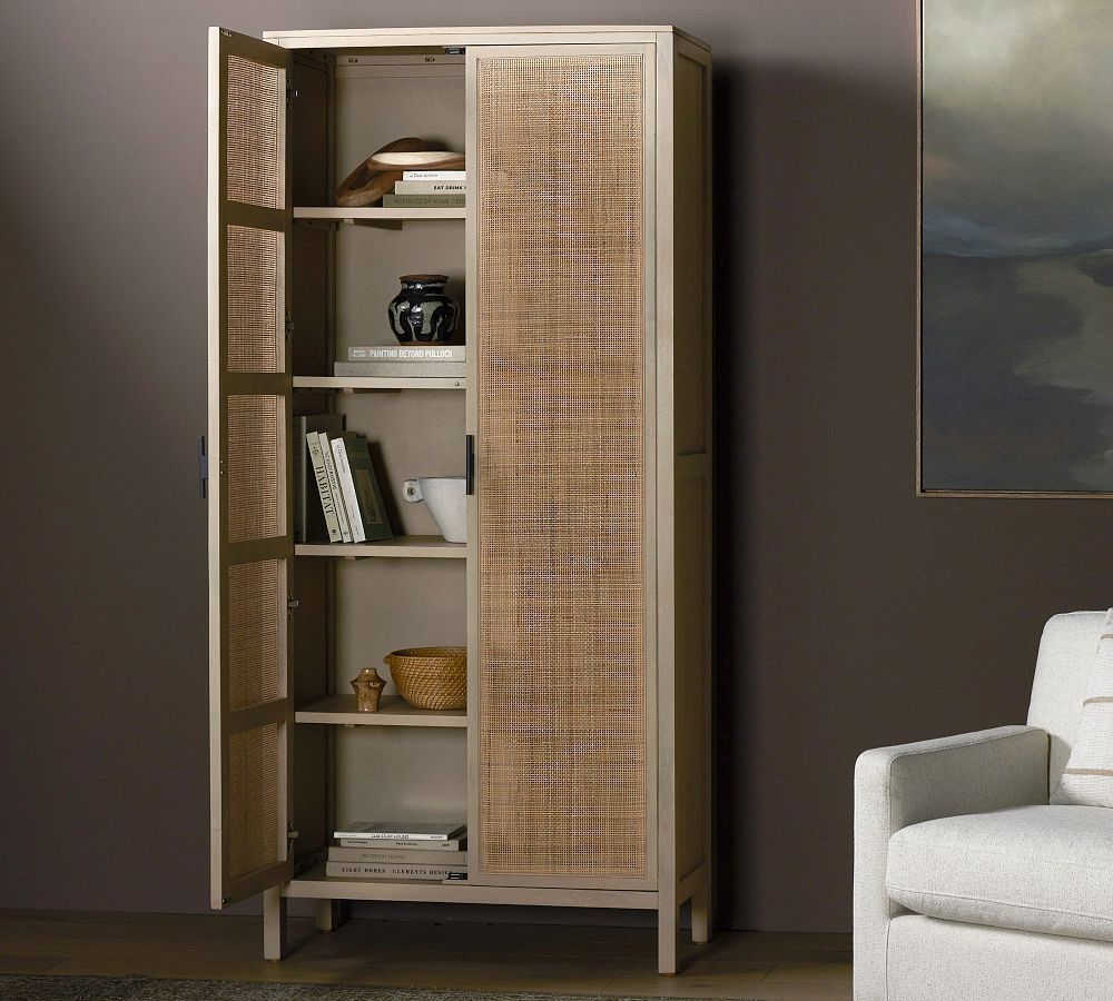 Dolores Cane Tall Storage Cabinet | Pottery Barn (US)