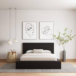 James Black Frame King Size Platform Bed with Headboard | The Home Depot