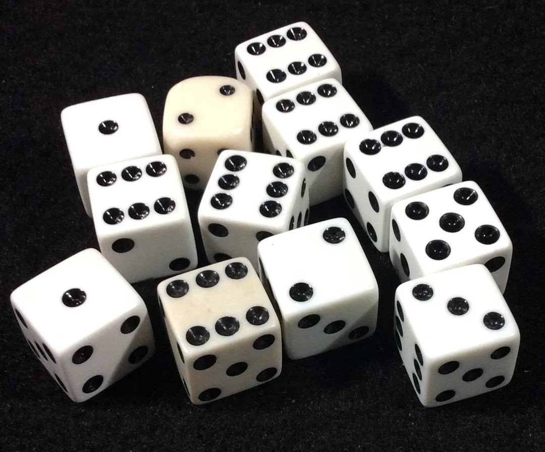 Set Of Twelve Black And White Dice / Replacement Parts | Etsy (US)