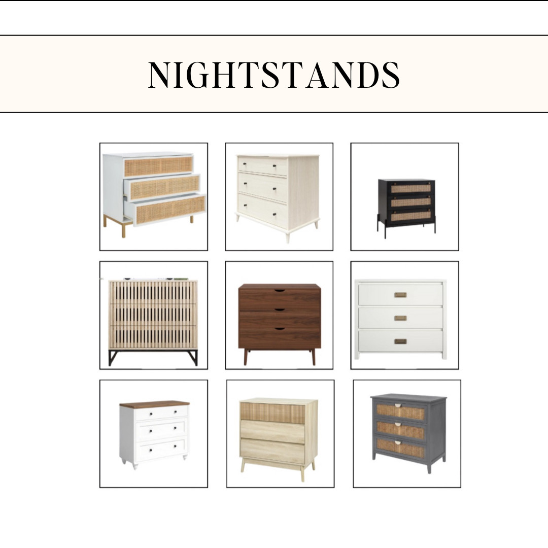 affordable three drawer nightstands -- many on sale for presidents day! 

 