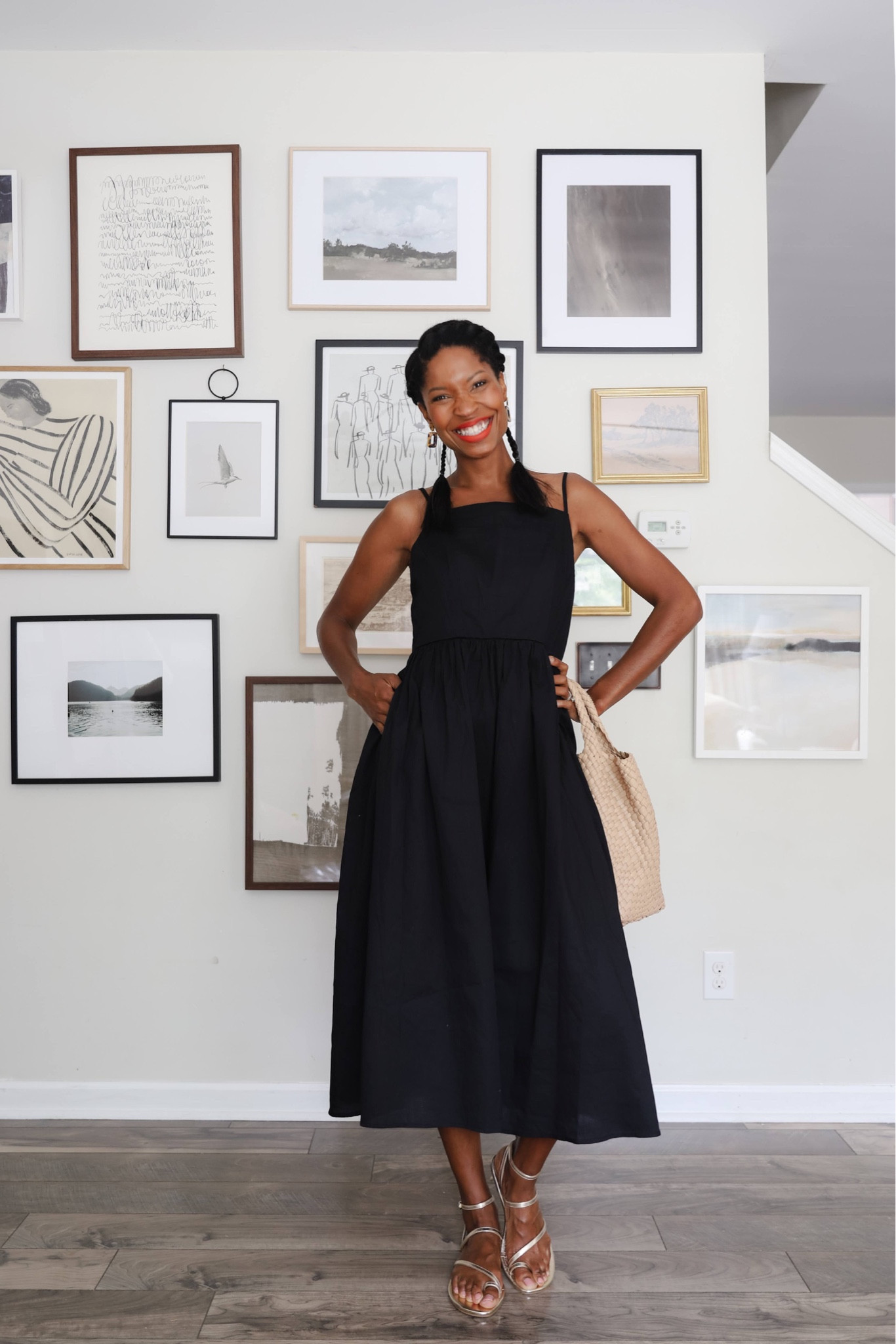 LBD, black cotton dress, vacation dress, summer outfit, spring outfit, comes in a pretty striped blue and red too! Gorgeous spring and summer dresses for every occasion under $40! Black dress, wedding guest dress, flat gold sandals @walmartfashion
#walmartfashion #walmartpartner

#LTKfindsunder50 #LTKover40