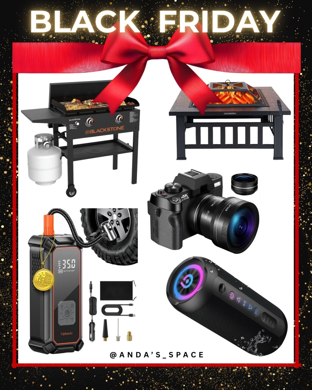 Walmart Black Friday Deals. Blackstone. Firepit. Air compressor. Camera. Wireless Bluetooth speaker. 

#LTKGiftGuide #LTKHoliday #LTKCyberWeek