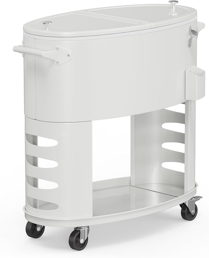 VINGLI Patio Cooler, Rolling Ice Chest on Wheels, Portable Patio Party Bar Drink Cooler Cart, wit... | Amazon (US)