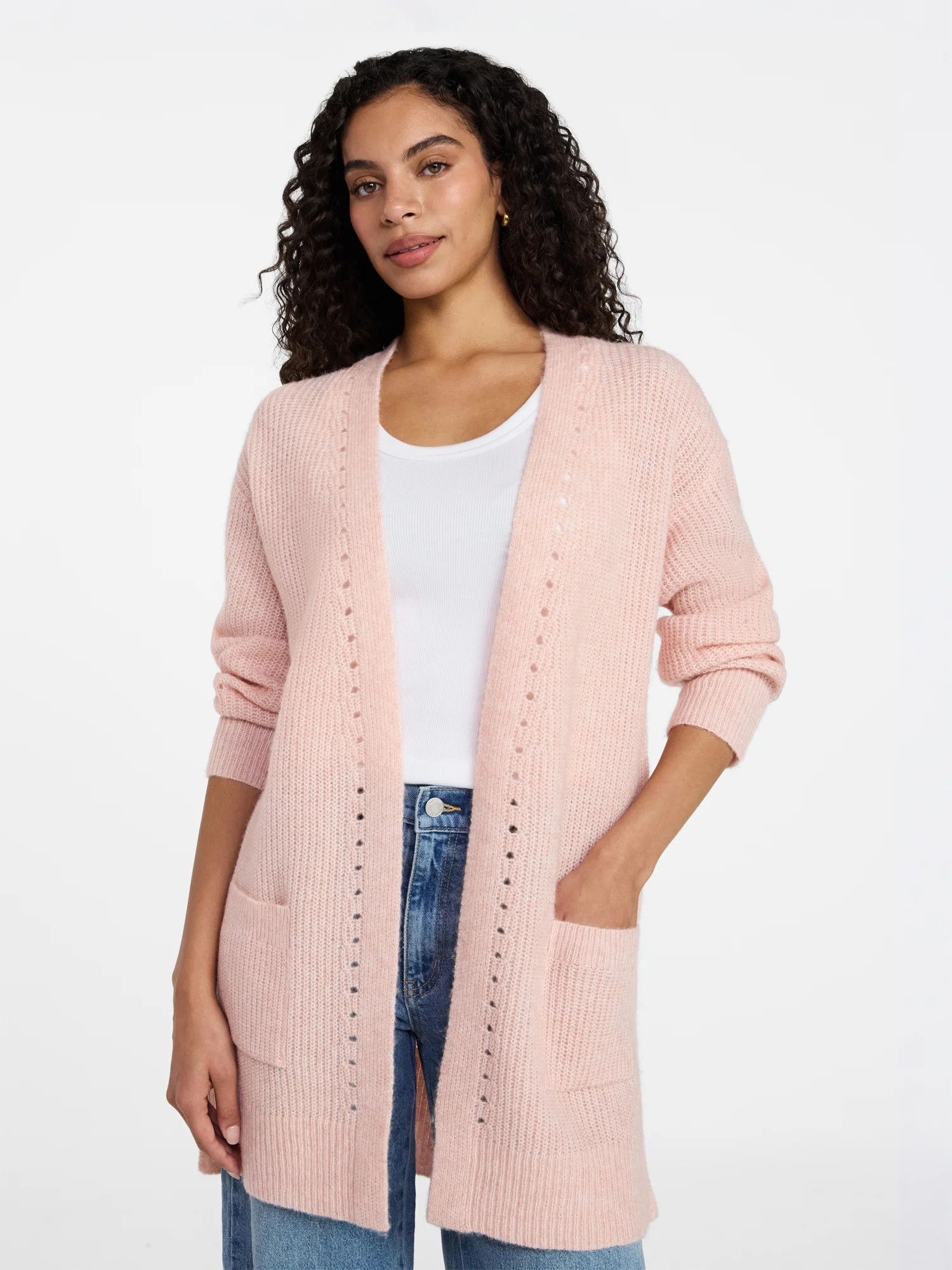 Time and Tru Women's Open Front Cardigan Sweater with Long Sleeves, Sizes XS-XXXL | Walmart (US)