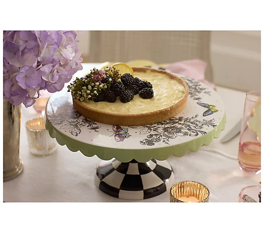 MacKenzie-Childs Butterfly Toile Large PedestalPlatter - QVC.com | QVC