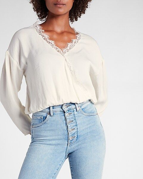 Lace Wrap Front Top | Express