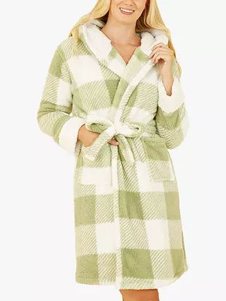 Yumi Super Soft Check Dressing Gown, Green Check | John Lewis (UK)