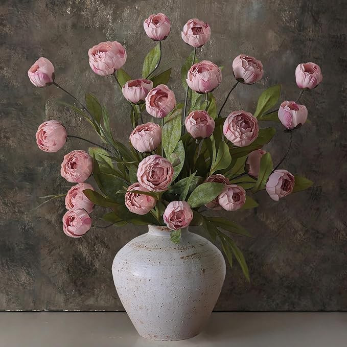VIERENA 12 Pcs Faux Silk Peony Artificial Flowers for Vase -27", Bulk Fake Peonies Branches with ... | Amazon (US)