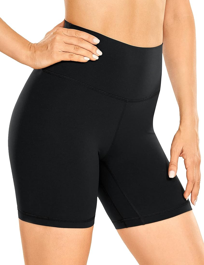 CRZ YOGA Women's Brushed Naked Feeling Biker Shorts 4'' / 6'' / 8'' - High Waist Matte Workout Gy... | Amazon (US)