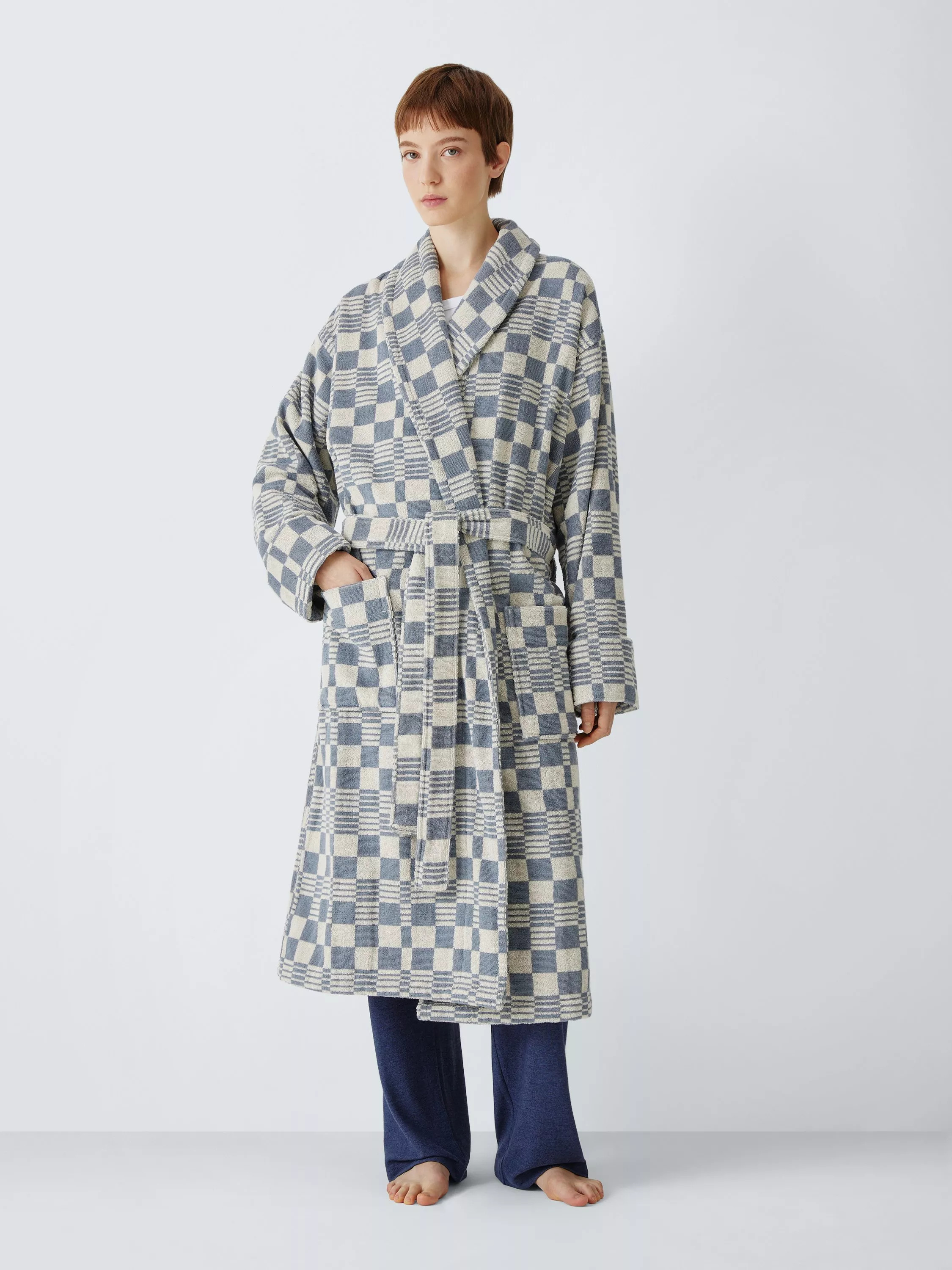 John Lewis Contrast Check Bath Robe | John Lewis (UK)