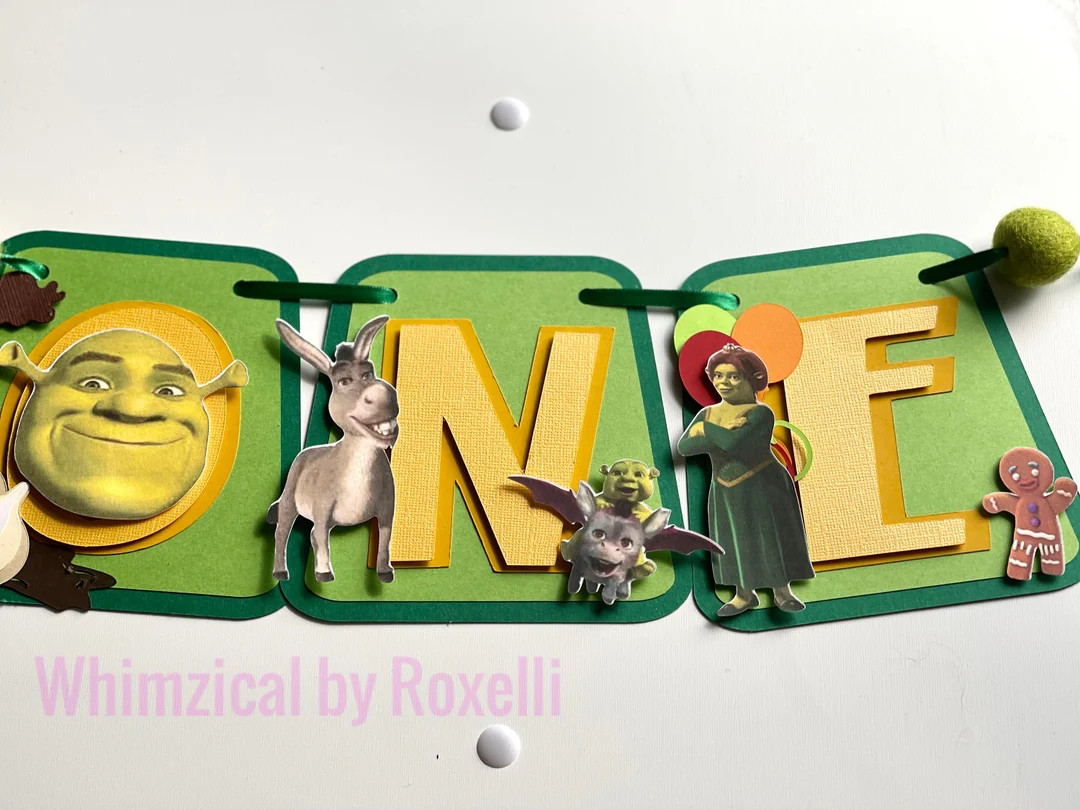 Green Ogre, Shrek Party Decor, Birthday Banner, Green Banner, Donkey Banner, Fiona Banner, High C... | Etsy (US)