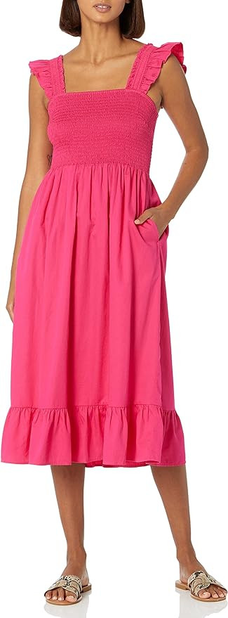 The Drop Women's Kimi Ruffled-Shoulder Smocked Midi Dress | Amazon (US)