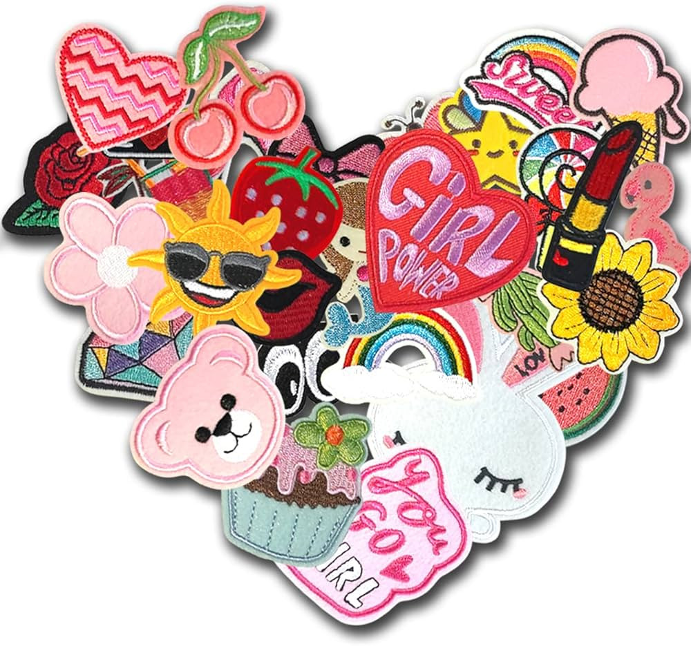 ZESION 30Pcs Iron on Patches for Girls, Embroidered Applique Patches for Clothes, Hats, Jeans, Pa... | Amazon (US)