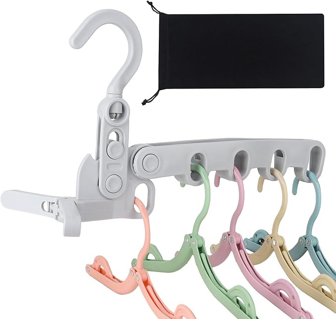 1Pcs Clothes Drying Rack Foldable and 5 Pcs Travel Hangers and 1pcs Organizer Bag,Foldable Design... | Amazon (US)