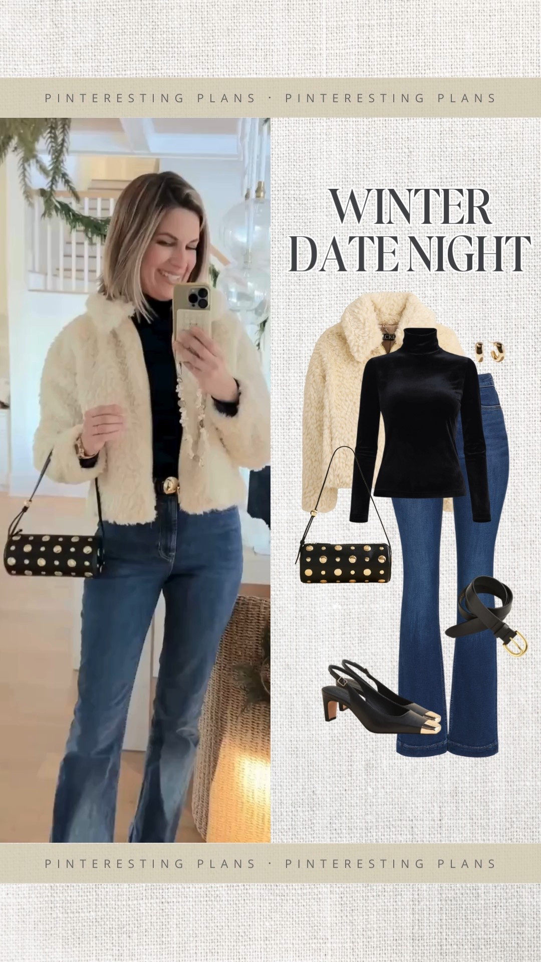 Winter date night/evening out outfit. Wearing small in the tops and 6 tall jeans. Size up one in the waist of the jeans.  Use my new customer discount code on full priced Spanx items.  RACHELXSPANX.  

#LTKTall #LTKootd #LTKOver40