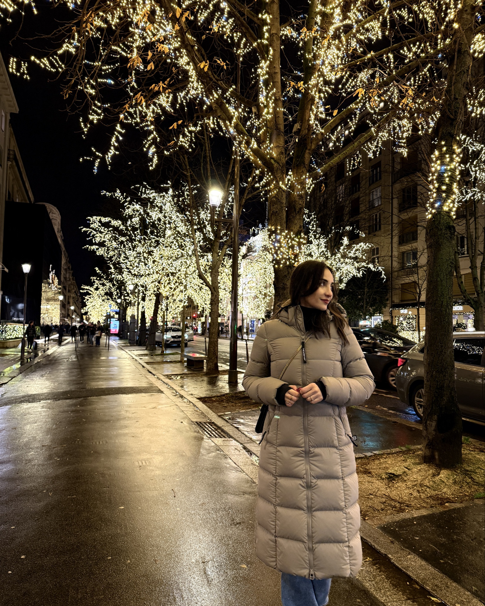 This is a lightweight coat that keeps me warm even in very low temperatures. I love it!