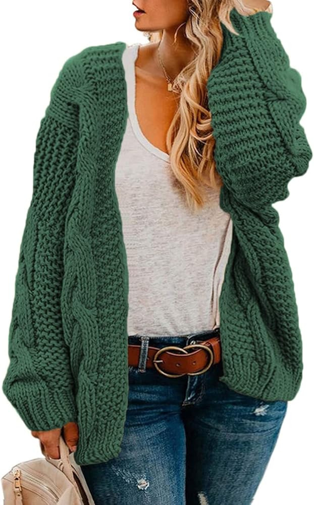 Bymoo Plus Size Cardigans for Women Loose Cable Knit Oversized Sweaters 1XL-5XL | Amazon (US)