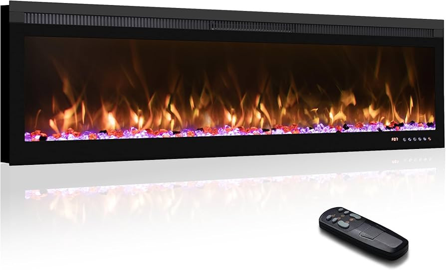 Amazon.com: Mystflame 50 inch Electric Fireplace Inserts, Recessed/Wall Mounted Fireplace Heater,... | Amazon (US)