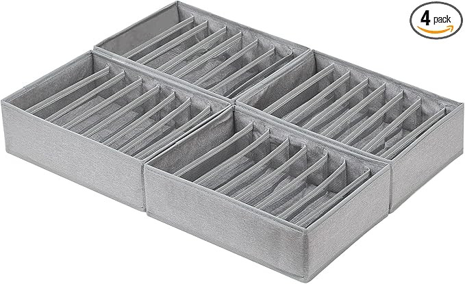 Qozary 4 Pack Drawer Organizers for Clothing, 8 Grids Foldable Closet Organizers and Storage Bins... | Amazon (US)