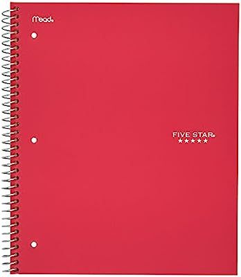 Five Star Spiral Notebook, 1 Subject, College Ruled Paper, 100 Sheets, 11" x 8-1/2", Red (72053) | Amazon (US)