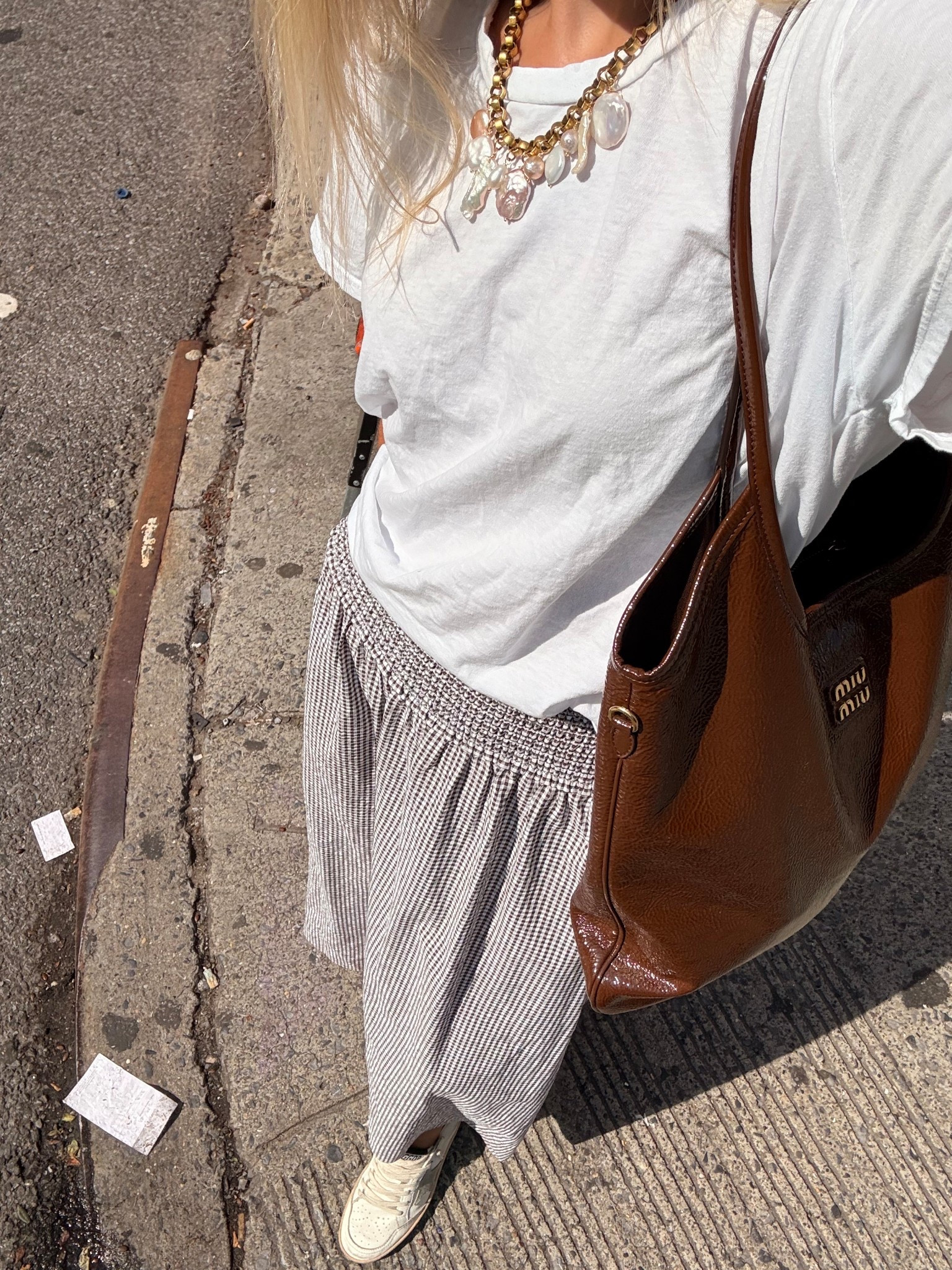 Necklace is Logan Tay 
Wearing a small in tshirt and an XS in the skirt 

#LTKSummerEdit #LTKWorkwear #LTKStyleTip