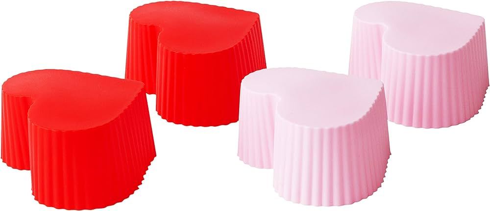 Fox Run 73932 Silicone Heart Bake Cups, Red & Pink, Set of 12 | Amazon (US)
