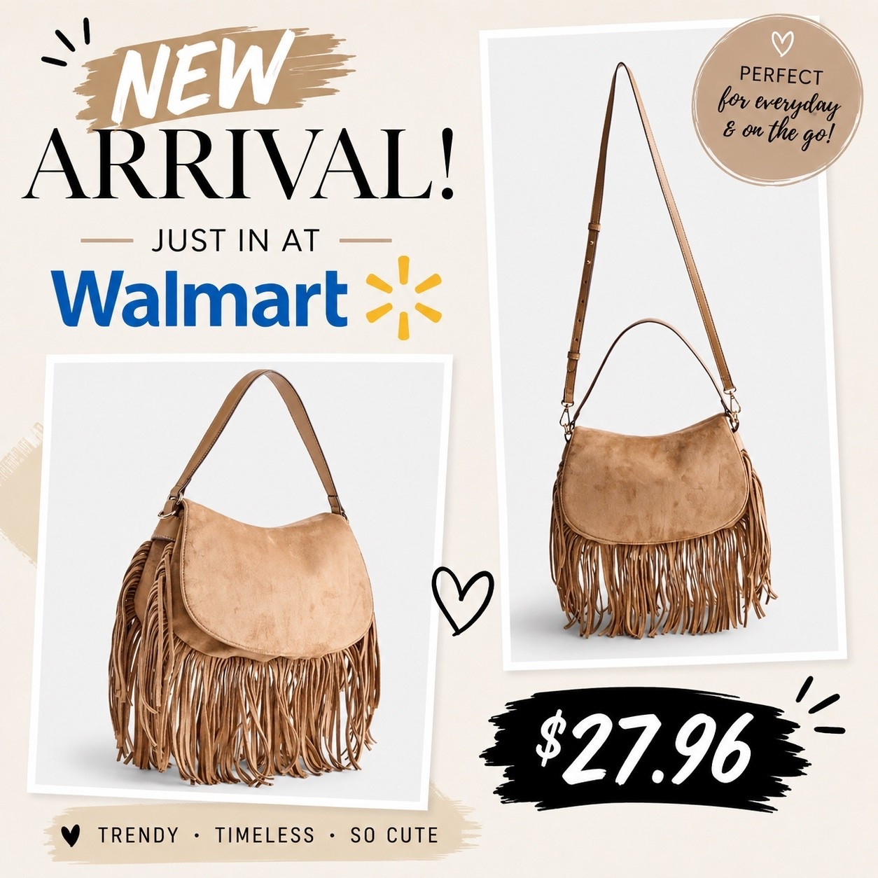 Walmart Scenario Women's Saddle Bag, Brown Fringe

#LTKgrwm #LTKSeasonal #LTKWorkwear
