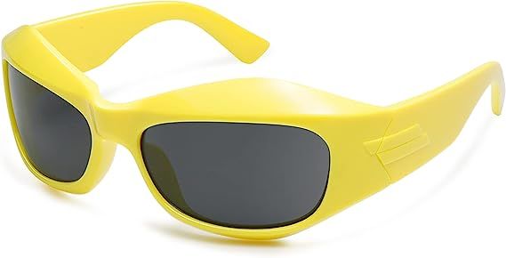 VANLINKER Wrap Around Sunglasses for Women Men Fashion Y2k Oversized Futuristic Oval Glasses Tren... | Amazon (US)